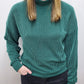 RIBBED MOCK NECK TOP - HUNTER GREEN