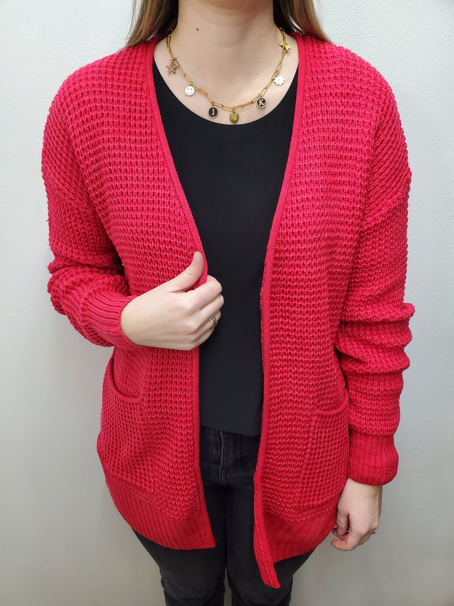 WAFFLE KNIT CARDIGAN