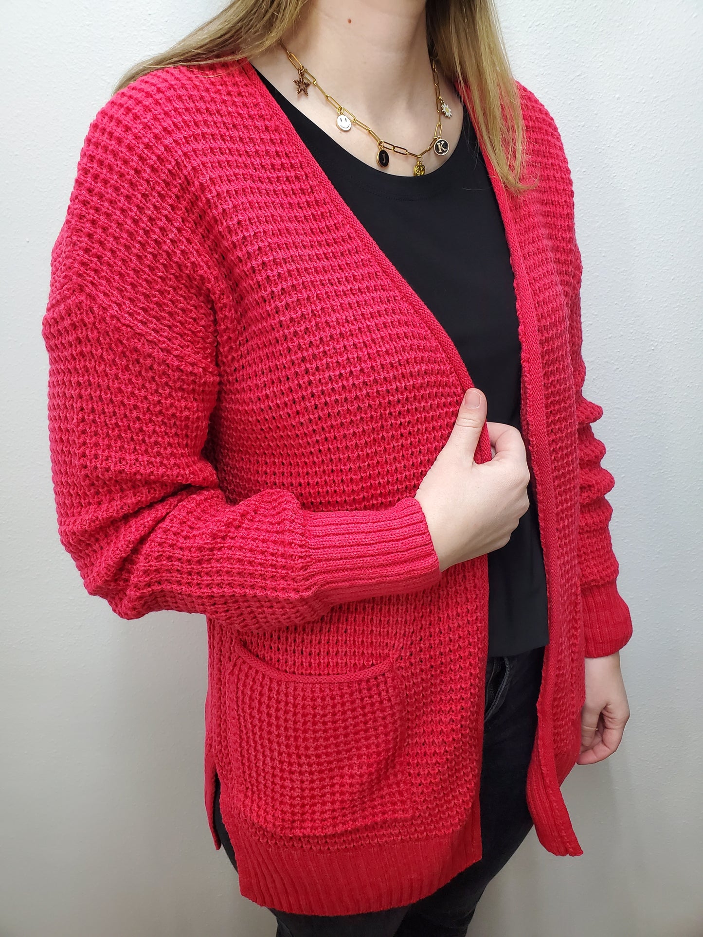 WAFFLE KNIT CARDIGAN