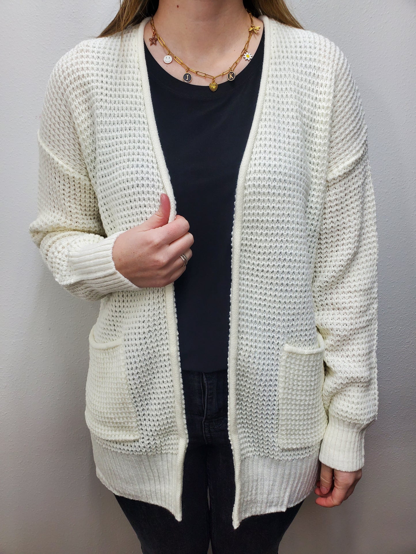 WAFFLE KNIT CARDIGAN