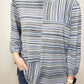 STRIPED MULTI-PANEL TOP - BLUE/GREY MULTI