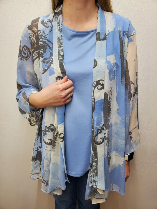 DRAPEY MESH CARDIGAN - LIGHT BLUE MULTI