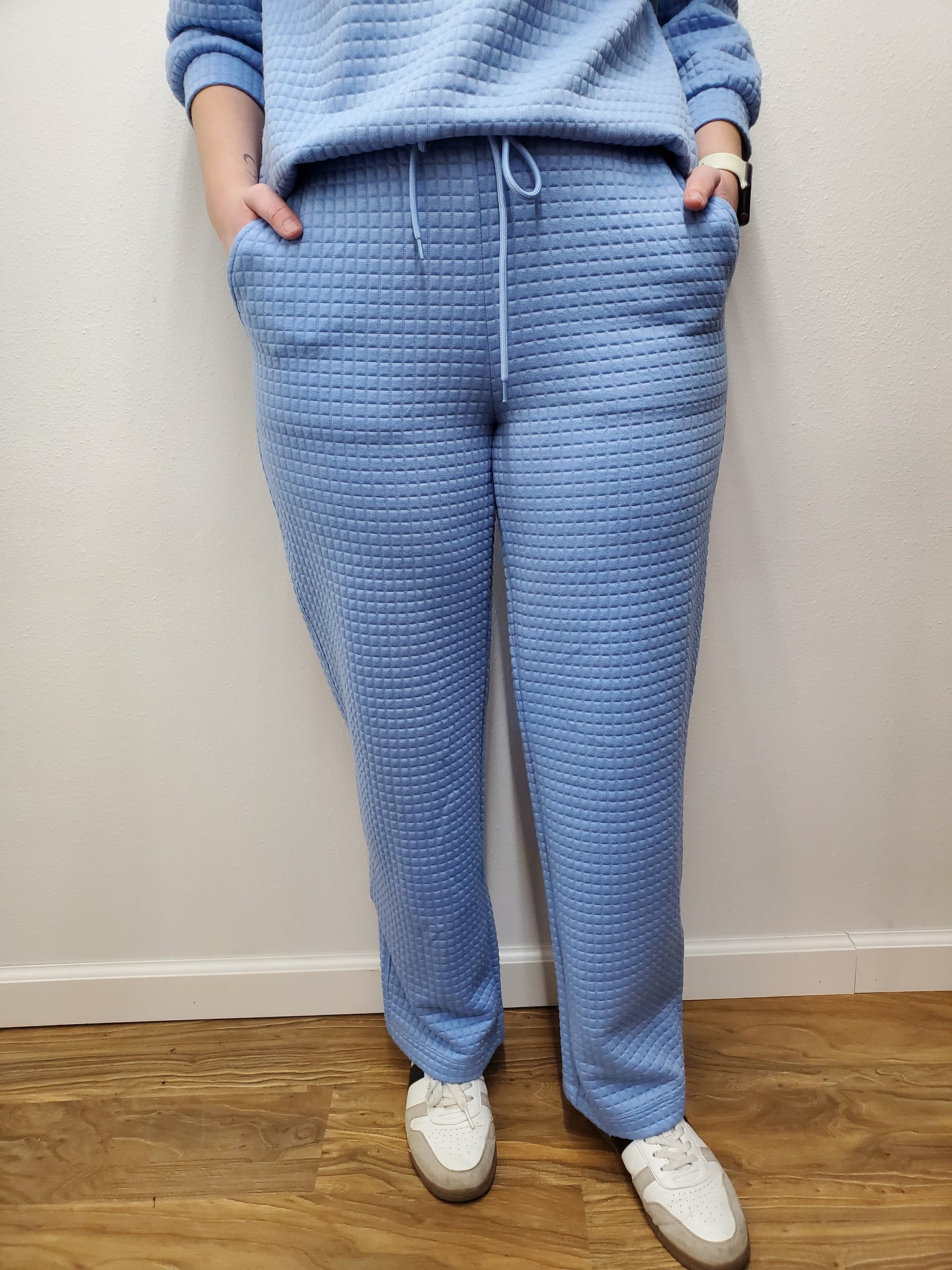 QUILTED LOUNGE PANT - CORNFLOWER