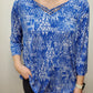 AUDREY ABSTRACT PRINT TOP - BLUE/WHITE