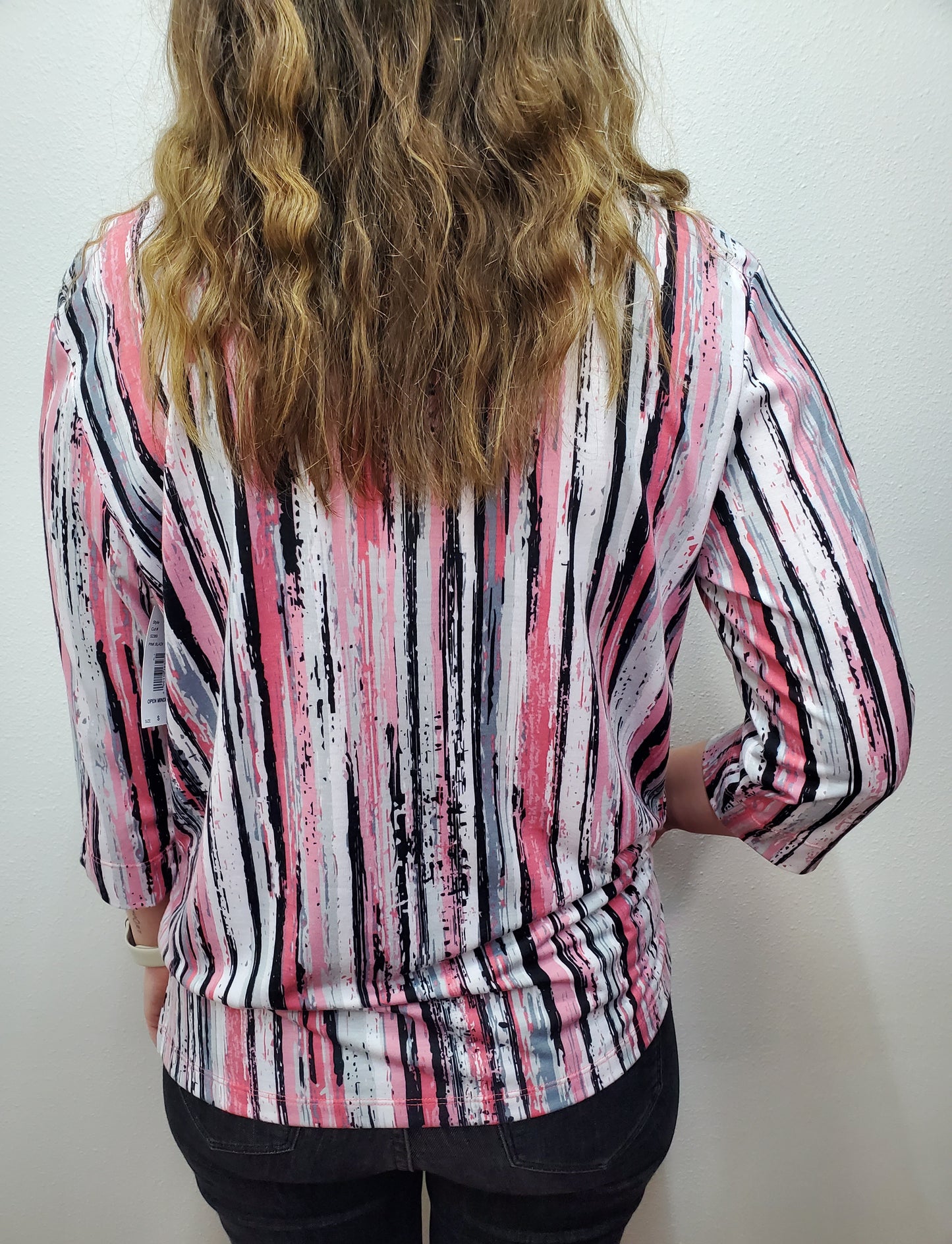 OPEN MINDED STRIPED TOP - PINK/BLACK