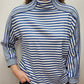 BLOCKED STRIPE KNIT TOP - BLUE/OFF WHITE