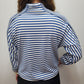 BLOCKED STRIPE KNIT TOP - BLUE/OFF WHITE