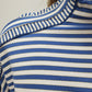 BLOCKED STRIPE KNIT TOP - BLUE/OFF WHITE