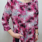 CARRIED AWAY GEO PRINT TOP - PINK/BLACK