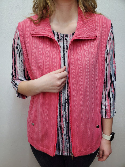 SOLID TEXTURED VEST - ANTIQUE ROSE