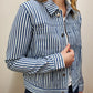 MILA RAILROAD STRIPE DENIM JACKET - BLUES