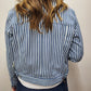 MILA RAILROAD STRIPE DENIM JACKET - BLUES
