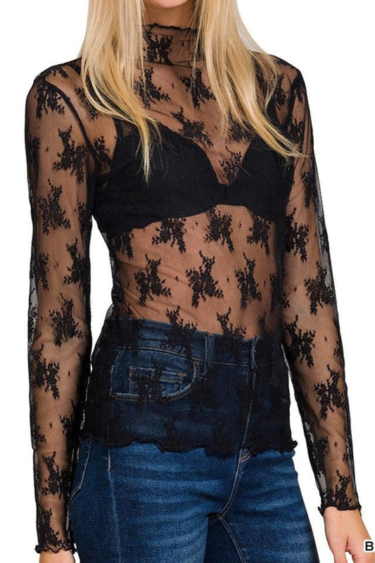 SEE-THROUGH LAYERING TOP - BLACK