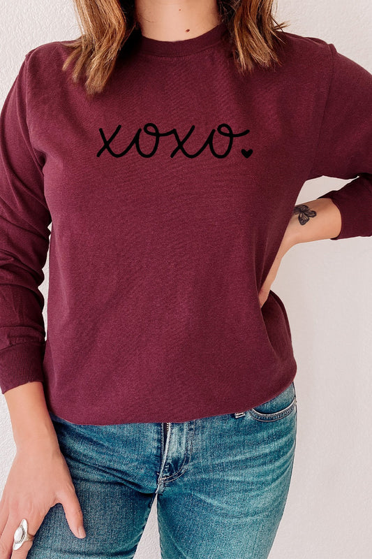 XOXO LONG SLEEVED TEE - MAROON