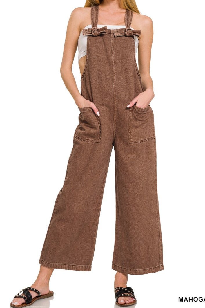 ALL TIED UP JUMPSUIT - MAHOGANY