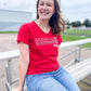 NEBRASKA RUCHED V NECK TEE - RED