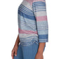 RUCHED STRIPED TOP - BLUE MULTI