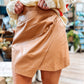 FAUX LEATHER CROSSOVER SKIRT - CAMEL