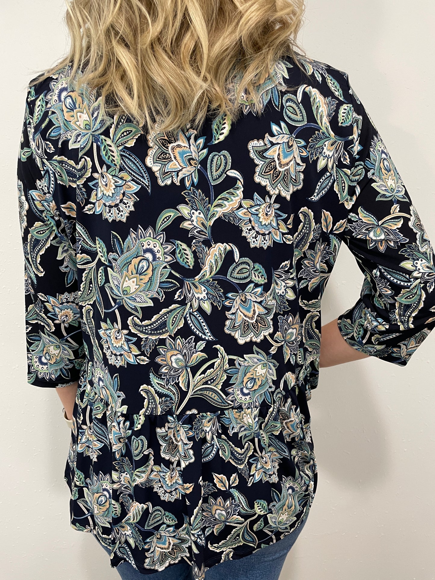 KEEP IT TOGETHER PAISLEY PRINT TOP - BLUE MULTI