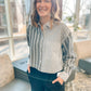 MADISON 2 IN 1 BLOUSE - GREY/WHITE