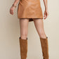 FAUX LEATHER CROSSOVER SKIRT - CAMEL