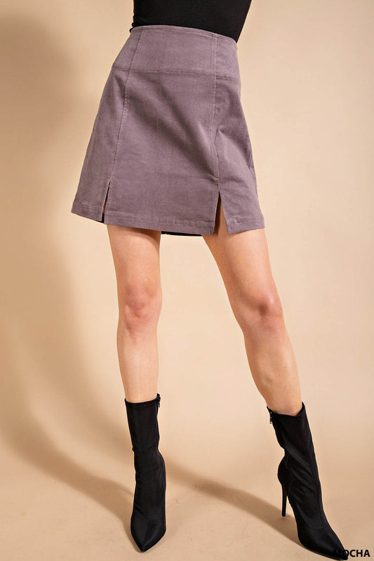 CORDUROY MINI SKIRT - DUSTY PURPLE