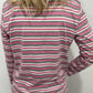 STRIPED BOAT NECK TOP - GREY/PINK/WHITE