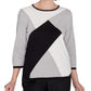 COLORBLOCK BEADED TOP - GREY/BLACK/WHITE