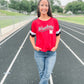 NEBRASKA DIAMOND CROPPED TEE - RED/BLACK/WHITE