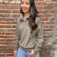 QUARTER BUTTON PULLOVER TOP - MOCHA