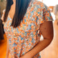 FLUTTER AWAY FLORAL TOP - CORAL MULTI