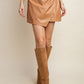 FAUX LEATHER CROSSOVER SKIRT - CAMEL