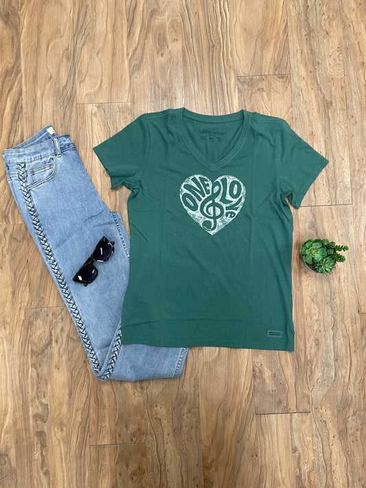 LIFE IS GOOD ONE LOVE TEE - SPRUCE GREEN