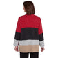 COLORBLOCK CARDIGAN SWEATER - RED/BLACK/GREY