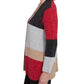 COLORBLOCK CARDIGAN SWEATER - RED/BLACK/GREY