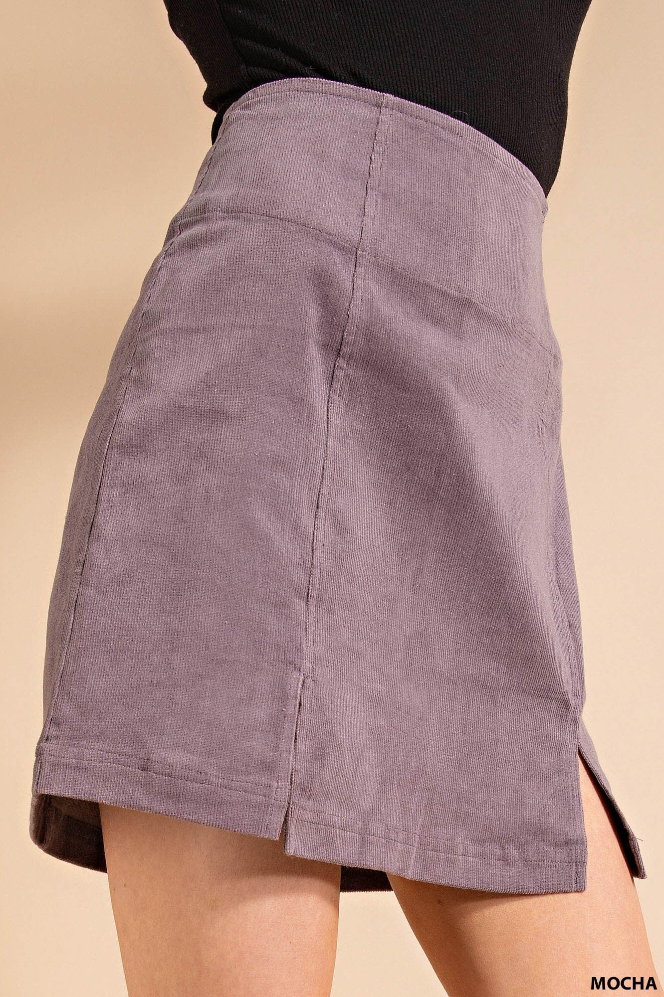 CORDUROY MINI SKIRT - DUSTY PURPLE