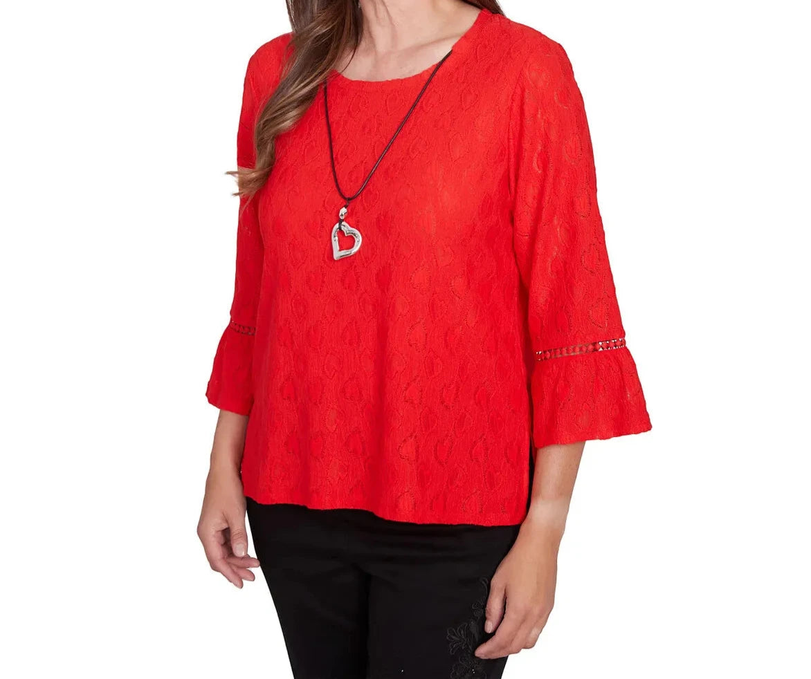 SOLID HEART TEXTURED TOP - RED