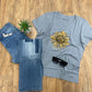 LIFE IS GOOD SCRIBBLED SUNFLOWER TEE - STONE BLUE