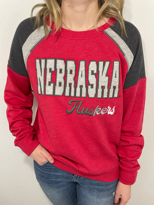 NEBRASKA LONDON CREW NECK SWEATSHIRT - RED/GREY