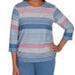 RUCHED STRIPED TOP - BLUE MULTI