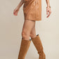 FAUX LEATHER CROSSOVER SKIRT - CAMEL