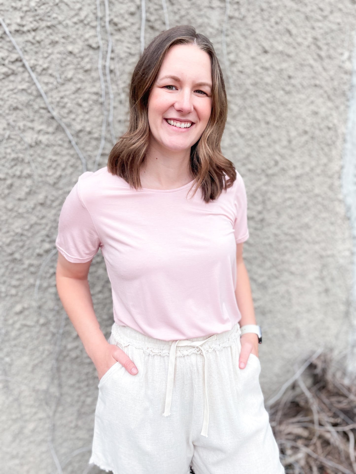 ERIN PLEAT BACK TEE - DUSTY ROSE