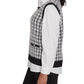 HOUNDSTOOTH VEST/BLOUSE 2FER - BLACK/WHITE