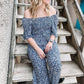 COASTAL VIBES SMOCKED JUMPSUIT - OCEAN BLUE MULTI