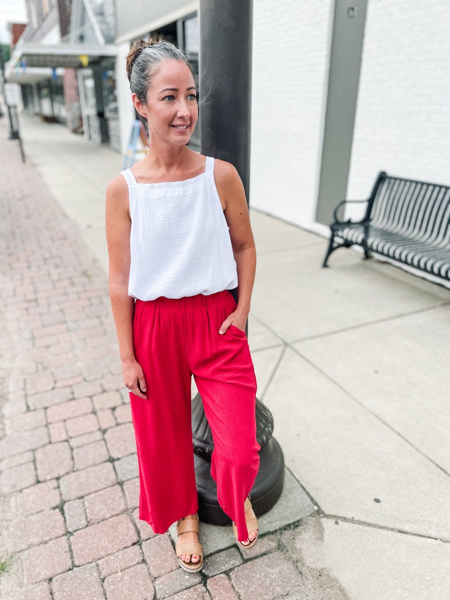 RAVEN WIDE LEG PANT - RED