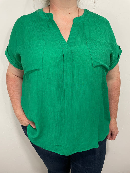 HERE COMES THE SUN SHORT SLEEVE TOP - KELLY GREEN