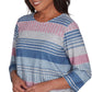 RUCHED STRIPED TOP - BLUE MULTI