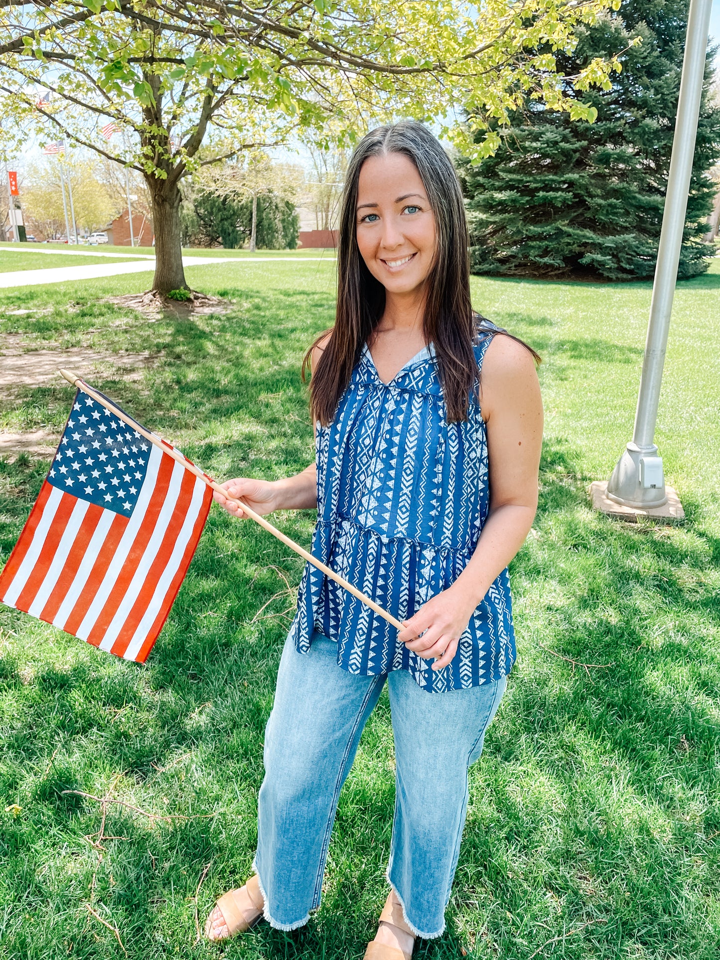 PATRIOTIC SKIES TANK - NAVY/WHITE