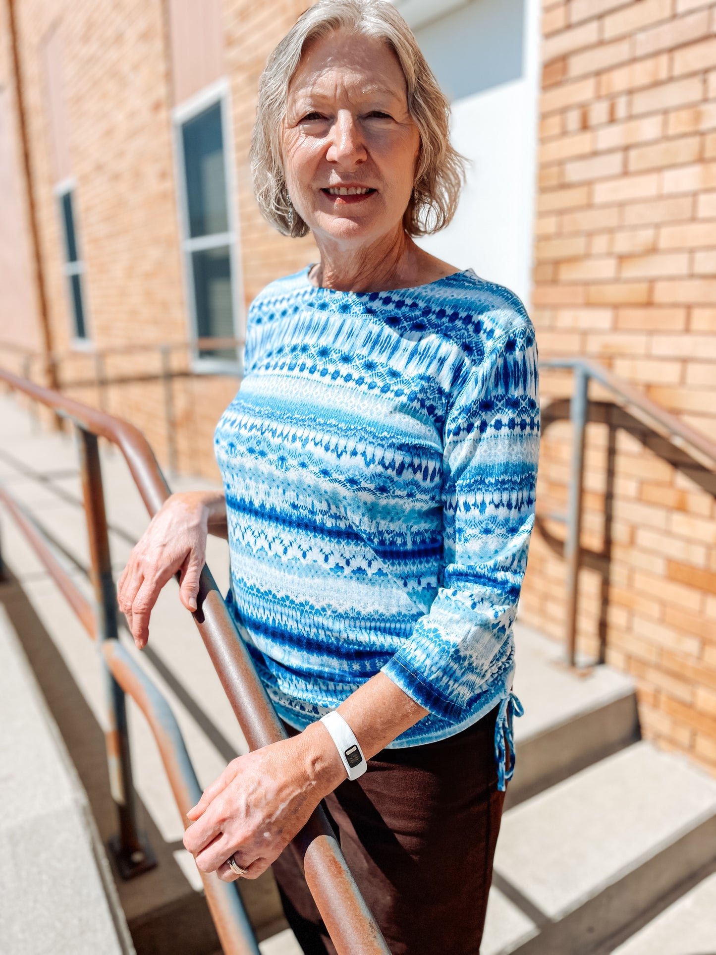 SKYE SIDE TIE TOP - BLUE MULTI