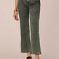 "AB"SOLUTION SKYRISE FRAYED HEM BARELY BOOT JEANS - WASHED EVERGREEN